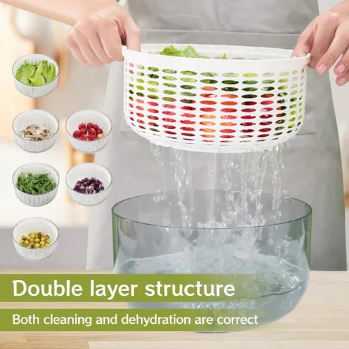 Vista 5 de Hilandero eléctrico de ensalada, hilandero de lechuga 6L, secador de verduras de ensalada grande Lavadora de ensalada de frutas secadora giratoria