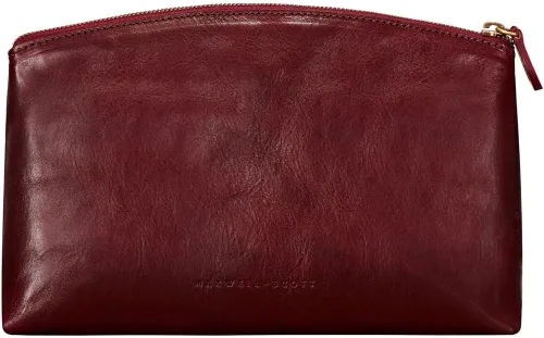 Vista 5 de Maxwell Scott Bolsa de maquillaje grande de cuero de lujo para mujer The Chia Large Hecho a mano en Italia, Vino
