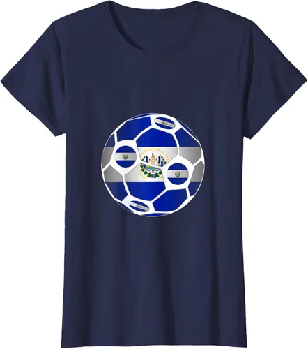 Vista 10 de Bandera de El Salvador balón de fútbol Hombres Mujeres equipo ventilador camisa, Pizarra