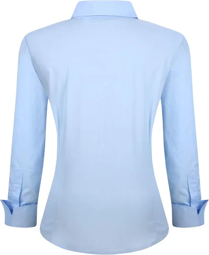 Vista 2 de Esabel.C Camisas de manga larga con botones para mujer, ajuste regular, blusa de trabajo elástica