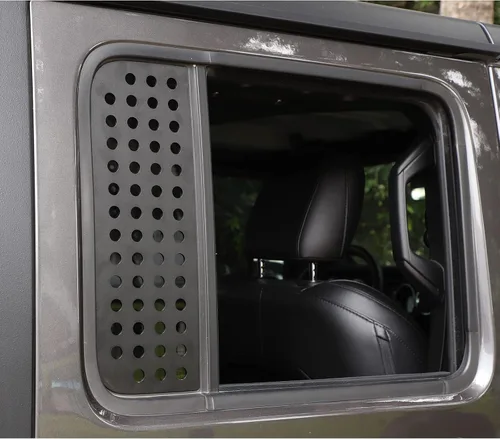 Vista 4 de Hoolcar Calcomanías para ventana de puerta trasera, cubierta de panel de vidrio de aleación de aluminio para Jeep Wrangler JL 2018-2021 y Unlimited