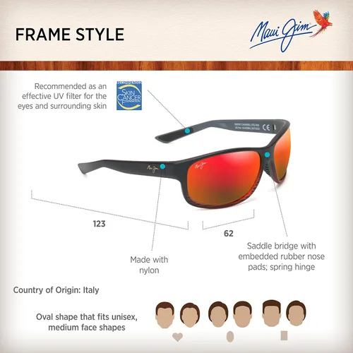 Vista 6 de Maui Jim Men's and Women's Kaiwi Channel Polarized Wrap Sunglasses