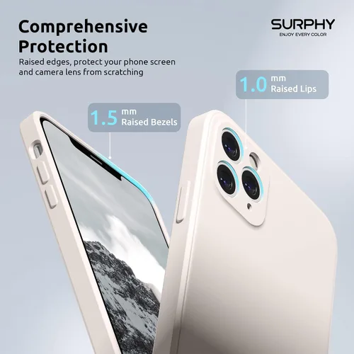Vista 4 de SURPHY Funda de diseño para iPhone 11 Pro Max con protección para cámara, diseño de borde recto, silicona líquida delgada, piedra