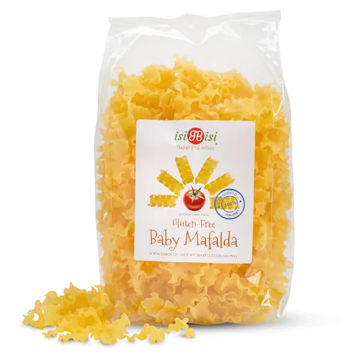 Vista 8 de isiBisi Pasta de Mafalda para bebé sin gluten, mini fideos de lasaña hechos con harina de maíz y harina de arroz, vegano, sin OMG, fabricado