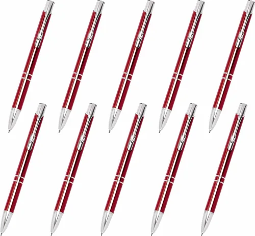 Vista 11 de DISCOUNT PROMOS Juego de 10 bolígrafos de aluminio personalizados, paquete a granel personalizado, tinta negra, ideal para oficina, escuela