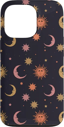 Vista 10 de Funda para iPhone 16 Whimsigoth Aesthetic Hippie Celestial Vintage Half Moon Sun