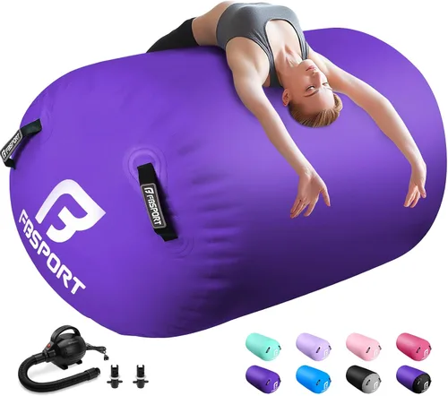 Vista 14 de FBSPORT Air Roller Gymnastics Barrel, Inflatable Gymnastics Air Roller Inflatable Air Gymnastics Mat for Yoga Cheerleading Training Home Outdoor