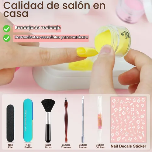 Vista 4 de Lavender Violets Kit de uñas en polvo de inmersión de 48 colores, rosa, rojo, morado, marrón, con polvo de inmersión líquido y herramientas