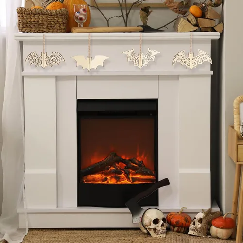 Vista 7 de COCHIE Bricolaje 3D de murciélagos de Halloween para pintar, rebanadas de madera sin terminar pintables para manualidades, recortes de murciélagos