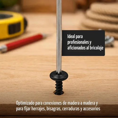 Vista 5 de BCP Fasteners #8 x 1/2", 100 Unidades Tornillos Phillips Pequeños Negros de Cabeza de Armadura Modificada, Punta Afilada de Rosca Profunda, Acero al
