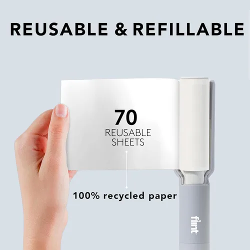 Vista 7 de Flint Plus Removedor de pelusa retráctil y rodillo de pelo de mascotas para ropa – Rodillo de pelusa rellenable y reutilizable con 70 hojas extra