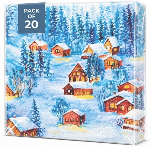 Vista 11 de AM Decor - 20 servilletas de papel de 3 capas de 3 capas para cenas de vacaciones, decoración Decoupage – 13 x 13 pulgadas (desplegada) luz de Luz