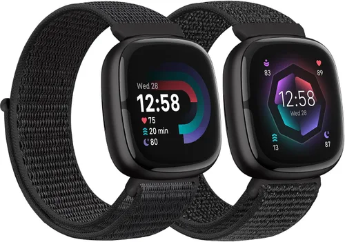 Vista 31 de Correas de nailon compatibles con Fitbit Versa 4/Sense 2/Versa 3/Fitbit Sense, correa de repuesto ajustable deportiva suave transpirable