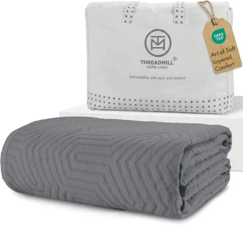Vista 24 de Threadmill Mantas de Algodón de Lujo para Cama de Tamaño King Manta de Algodón 100% Acogedora para Todas las Estaciones Colcha Jacquard Aster