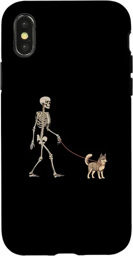 Vista 5 de Carcasa divertida para iPhone 12 mini de Alaska, Klee Kai, esqueleto para pasear al perro