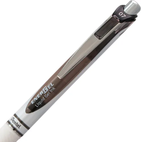 Vista 4 de Pentel EnerGel PEARL - Bolígrafo retráctil de gel líquido, línea media de 0.028 in, punta de aguja, tinta negra, paquete de 12 cajas con ventana