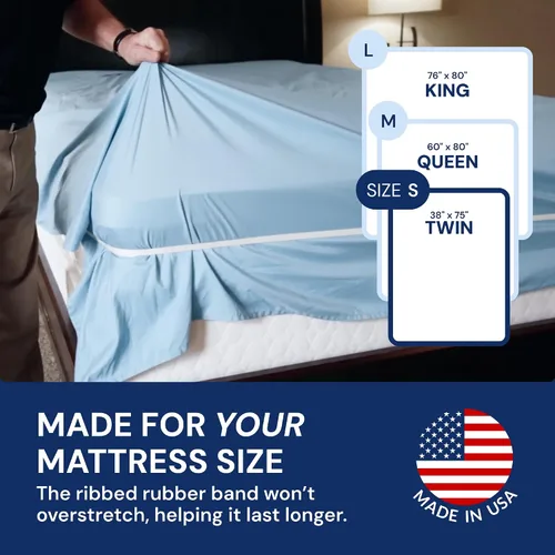 Vista 2 de RUBBER HUGGER Correas para sábanas de 38 x 75 pulgadas, tamaño pequeño, individual y matrimonial, agarre de goma acanalado patentado para soporte