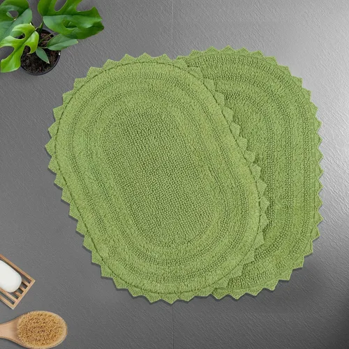 Vista 33 de TreeWool - Alfombras de baño con borde de ganchillo reversible en algodón de felpa (paquete de 2)