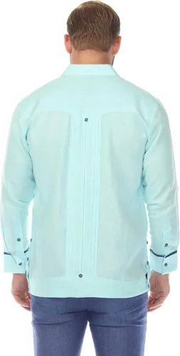 Vista 7 de Mojito Collection Guayamisa 100% lino de dos bolsillos para hombre con amplio plisado y contraste estampado