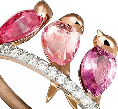 Vista 6 de Washranp Exquisito anillo de estilo fresco para mujer, pareja, anillos de amor creativos, 3 pájaros, animales, diamantes de imitación, fiesta