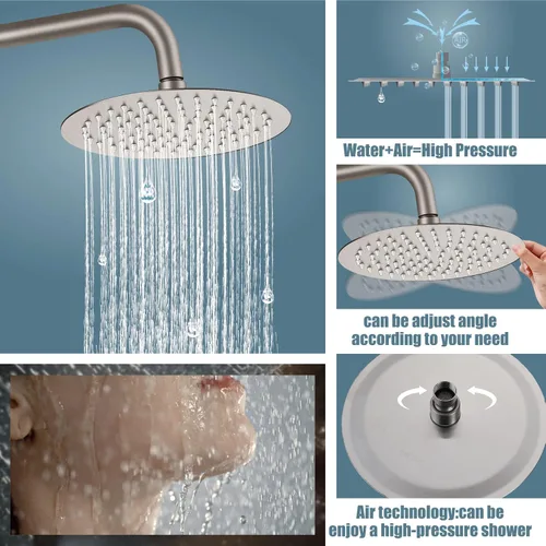 Vista 3 de Aolemi Grifo de ducha exterior SUS304 Conjunto combinado de accesorios de ducha de acero inoxidable, Kit de cabezal de ducha de lluvia de 8