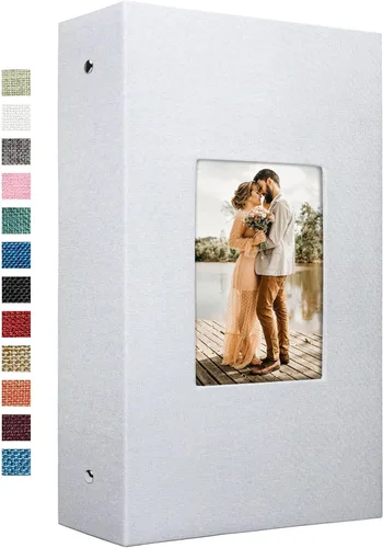 Vista 37 de Vienrose - Álbum de fotos de 4 x 6 pulgadas, 100 páginas, cubierta de lino con ventana frontal, para bebés, bodas, familias, niños y aniversarios
