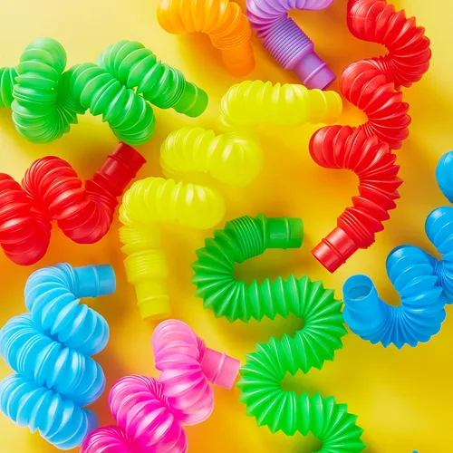 Vista 9 de JOYIN Paquete de 18 Pop Tubes, Juguetes Sensoriales (Pequeños) Juguetes Fidget Recuerdos de Fiesta - 9 Colores, Aprendizaje Creativo y Diversión