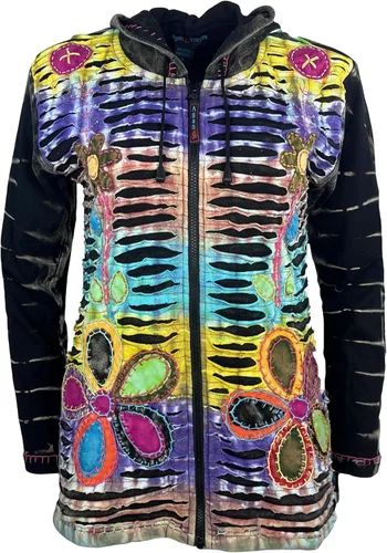 Vista 42 de Agan Traders Chaquetas bohemias con cremallera para mujer, con parches de teñido anudado, sudaderas ligeras con capucha para mujer 2025