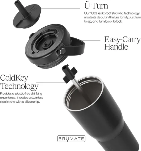 Vista 2 de BrüMate Resa - Vaso de viaje 100% a prueba de fugas de 25 onzas con asa y pajilla, popote suave flexible, funda de silicona para mayor durabilidad