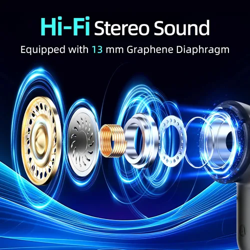 Vista 4 de Auriculares inalámbricos, auriculares Bluetooth 5.4 de 100 horas, ENC+ ANC con cancelación de ruido, control táctil, auriculares Bluetooth