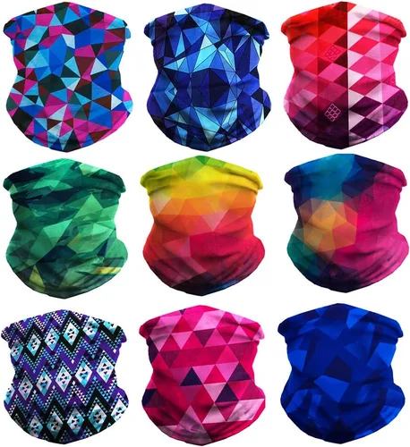 Vista 14 de Bandana para la cabeza, polaina para el cuello, bufanda, pasamontañas, máscara facial Negro (12 piezas)