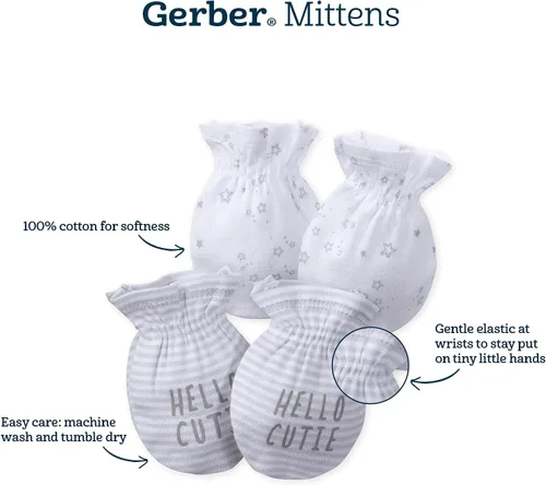 Vista 4 de Gerber Baby Girls' 8-pack and 12-pack No Scratch Mittens