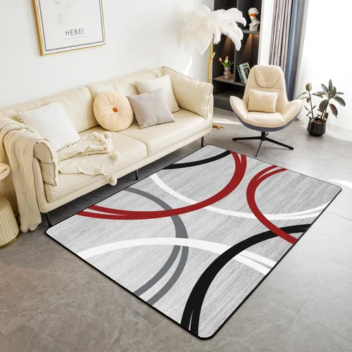 Vista 28 de Alfombra de área en espiral colorida de 3 x 5 pies, abstracta y moderna geométrica, decoración de remolinos, antideslizante, para hombres, mujeres