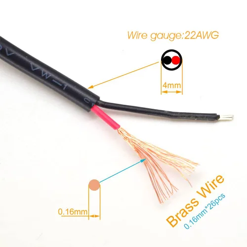 Vista 7 de Cable de extremo abierto USB A hembra a cable desnudo de 3.3 pies (39.4 in) 5V 2.1A 2 y 4 núcleos de transmisión de alimentación y transmisión