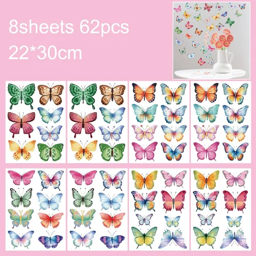 Vista 4 de Calcomanías de pared de mariposa de acuarela para dormitorio de niñas, calcomanías de pared para niños, bebés, guardería, decoración de bricolaje