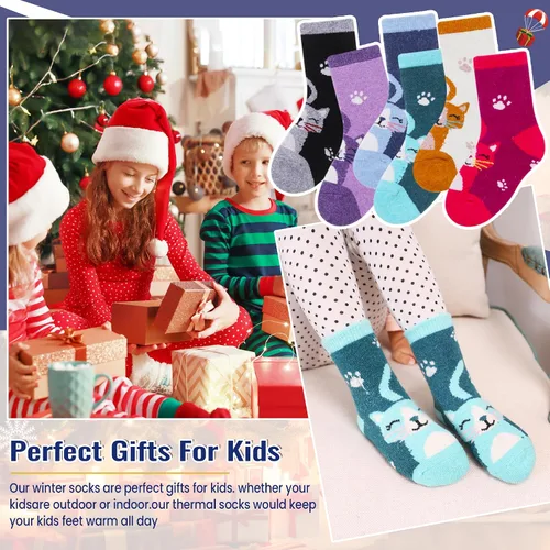 Vista 17 de Eocom 6 pares de calcetines de invierno cálidos de lana para niños y niñas
