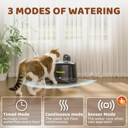 Vista 4 de Fuente de agua inalámbrica para gatos de temperatura constante, fuentes de agua de 2.5L/84 onzas para gatos en interiores con bomba silenciosa y 4