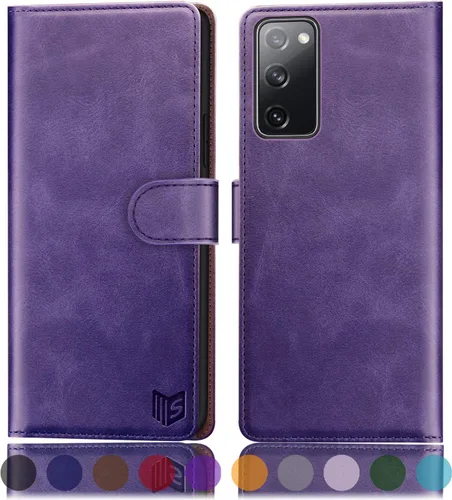 Vista 11 de SUANPOT Funda de piel tipo cartera para Samsung Galaxy S20 FE con bloqueo RFID, soporte para tarjetas de crédito, libro de folio con tapa de PU