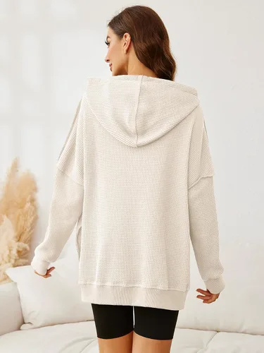 Vista 4 de Glamaker Sudaderas con capucha de manga larga para mujer, con cordón de moda, de gran tamaño, con bolsillos