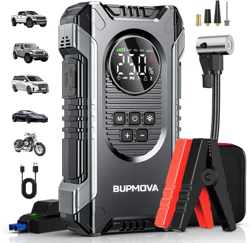 Vista 9 de 7000A Portable Car Battery Jump Starter with Air Compressor 150PSI Silver