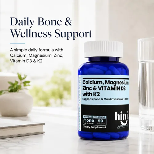 Vista 7 de HINI Suplemento de calcio y magnesio y zinc con vitamina D3 y K2 MK-7