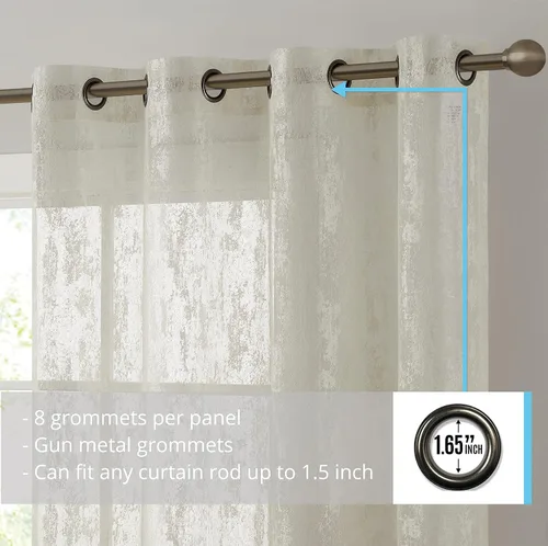 Vista 3 de HLC.ME Crawford - Paneles de cortina para tratamiento de ventanas, semitraslúcidos, para ventana de dormitorio y sala de estar, juego de 2 paneles