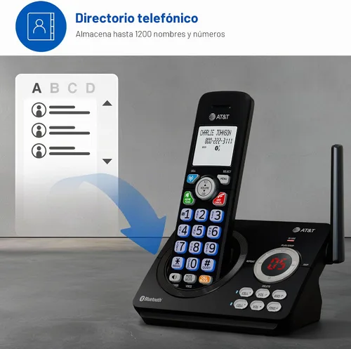 Vista 8 de AT&T Teléfono inalámbrico DECT 6.0 - Bloqueador de llamadas inteligente, Bluetooth conecta a la celda, anuncio de identificación de llamadas