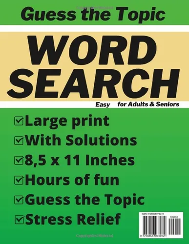 Vista 2 de Guess the Topic Word Search Easy for Adults & Seniors Large Print Enjoy Mind-Stimulating Puzzles Relaxing Activity and Perfect Gift