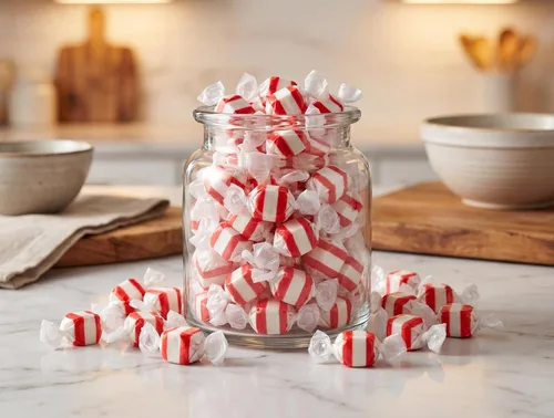 Vista 5 de Peppermint Salt Water Taffy - 1 lb Gourmet Soft Chewy Candy Individually Wrapped Fresh Mint Flavor Bulk