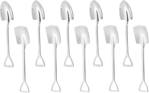Vista 10 de 10 cucharas de pala de acero inoxidable, cucharas de postre reutilizables para café, té, helado, fruta y azúcar pastel