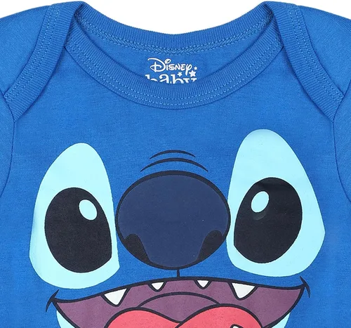 Vista 3 de Disney Lilo & Stitch - Body de manga corta para niños recién nacidos y bebés, color azul marino