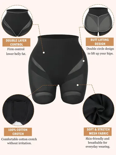 Vista 5 de JOYSHAPER Pantalones cortos moldeadores de cintura alta con control de abdomen y realzador de glúteos sexis sin costuras