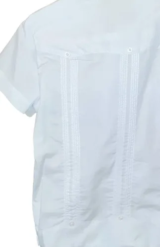 Vista 2 de Camisa formal de algodón Guayabera para niños y eventos latinos tradicionales