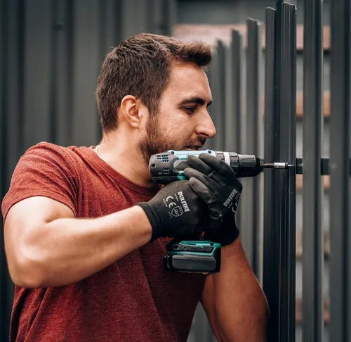 Vista 4 de DULFINE Guantes de trabajo ultrafinos con revestimiento de PU - 12 pares, excelente agarre, carcasa de nylon guantes de trabajo de seguridad